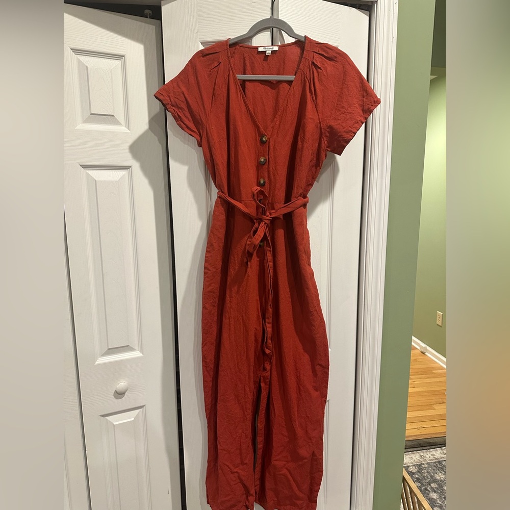 Madewell Red Button-Front Jumpsuit